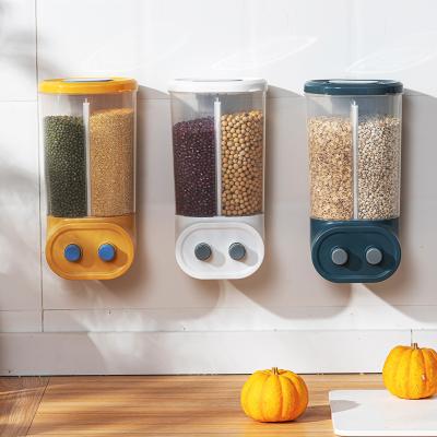 China Airtight Kitchen Rice Dispenser Wall Mounted Dry Food Dispensers PP Large Freshness Preservation Grain Food Storage Containers for sale