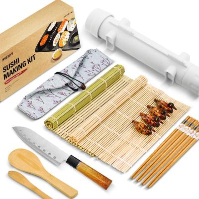 China Amazon Viable Hot Sellers High Quality Plastic Sushi 15 Pieces Set Sushi Tools Sushi Making Kit Set For Beignner for sale