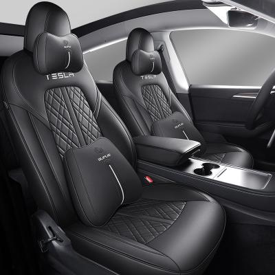 China Custom Sports Tesla Model 3 Covered Full Set Premium Leather Car Seat Covers Fit Car Accessories Cushion Cover For Tesla Model Y for sale