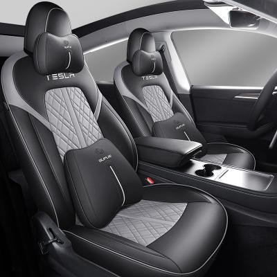 China 2022 Tesla Model 3 Seat Cover Nappa Sports Leather Trim Sitzbezug Car Seat Covers Fully Kit Wrapped Seat Protector Fit For Tesla Model Y for sale