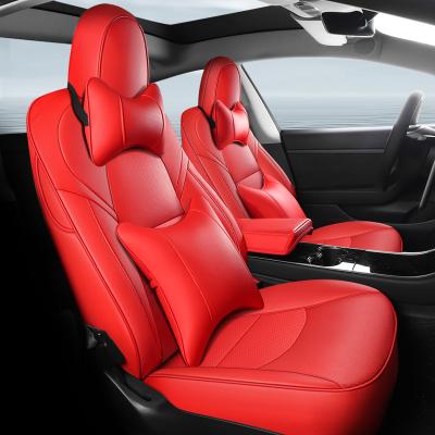 China Luxury Sports Car Seat Cover For Tesla Model Y Car Leather Seats Cover Customized Car Accessories For Model 3 Interior for sale