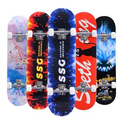 China Y Style Maple Leaves Skateboard Long Flat Pulley Suitable For Adults Children Teenagers Outdoor Sports Skateboarding for sale