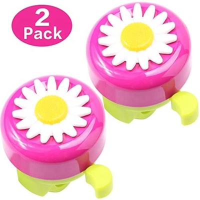 China Daisy Flower Bike Bell Aluminum Multicolor For 22mm Diameter Handle Bar 2 Packs Bicycle Bells For Girls Bike Bell for sale