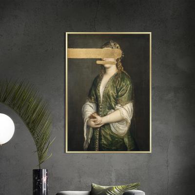 China Modern Vintage Designs Paintings Stretched Gold Foil Framed Art Wall Decor Courtly Portrait Canvas Pictures for sale