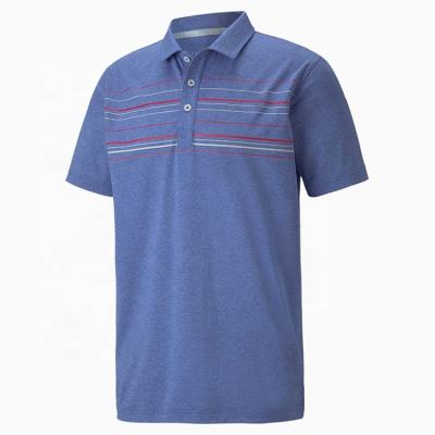 China Custom Made Breathable Short Sleeve Anti-Wrinkle Mens Striped Performance Polo Shirts For High Rise Golf Polo Shirt Heather-Zinfandel for sale