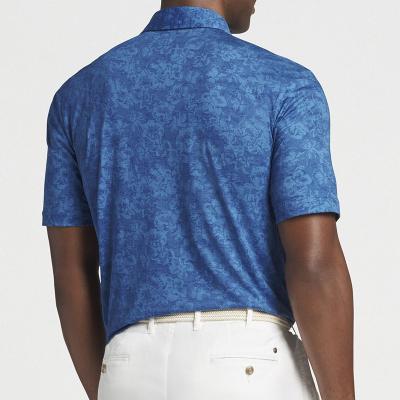 China Custom Made Brand Anti-Wrinkle Brand Men's Polyester Short Sleeve Golf Dry Fitt Golf Fashion Sublimation Performance Blue Polo Man Shirts for sale