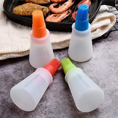 China Disposable Household Cooking Tools Barbecue Silica Gel Cooking Oil Bottle With Brush Cake Oiled Tools Silicone Oil Brush With Bottle for sale