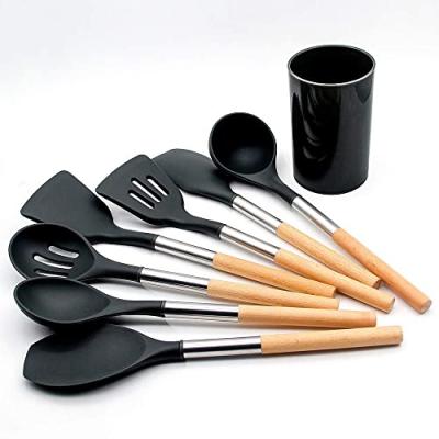 China Viable Handle Silicone Cooking Eco Kitchen Utensil Set Rose Gold Copper Stainless Steel OEM Style Food Tool Fashionable Design Feature for sale