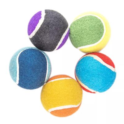 China Sustainable New Elastic Pet Squeaky Tennis Ball Double Color Interactive Dog Toy For Aggresive Chewers for sale