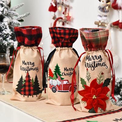 China Modern Christmas Wine Bottle Covers Bag Christmas Canvas Decorations For Christmas 2022 Home Christmas Table Decor Navidad Noel Gifts for sale