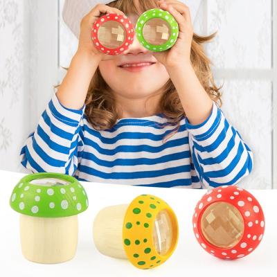 China Kids Visual Cute Mushroom Kaleidoscope Baby Creative Classic Wooden Toy For Kid Toy Educational Funny Toy for sale