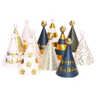 China Birthday Decoration Baby Birthday Paper Hat Party Cone Hats Happy Birthday Paper Hat New For Kids Children Adults Children for sale