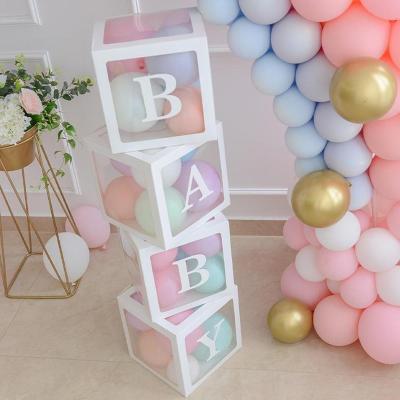 China Festival Decoration High Quality Transparent Box Name Letters Gift Supplies Latex Birthday Party Baby Shower Balloons for sale