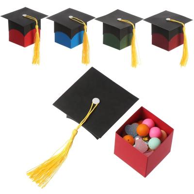 China Lovely Colorful Candy Sugar Graduation Gifts Box Hat Shape Graduation Favors Box For Graduation Party for sale