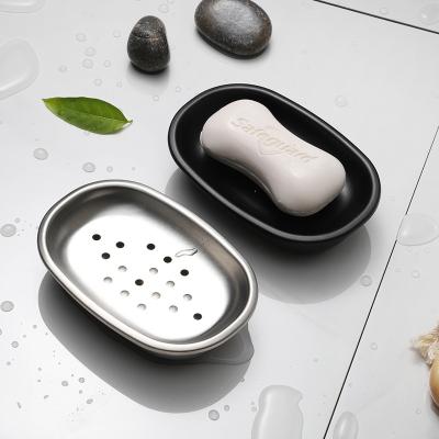 China Sustainable Chrome Bathroom Set Accessories New 2 Concrete Soap Dish Holder Oval Simple Stainless Steel Pieces for sale