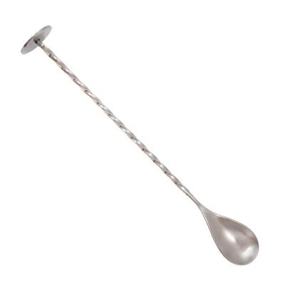 China Viable Factory Direct Logo Flat End Stainless Steel Messy Person Cocktail Stick Bar Spoon for sale