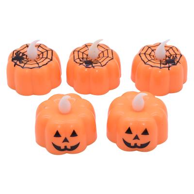 China 6Pcs/lot LED Plastic Pumpkin Light Halloween Decoration Ornaments Near Lamp Party Decoration Flickering Flameless Supplies for sale