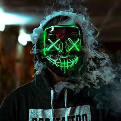 China Luminous LED Plastic Mask Mascaras Halloween Party Costume Cosplay Masks Horror Props Neon Lamp Masquerade for sale