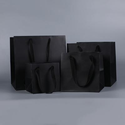 China Custom Printed Packaging Recycled Art Paper Shopping Bags Matte Luxury Retail Clothes /clothing Materials Private Label Black Store PAPDEG for sale