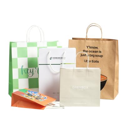 China PAPDEG Recycled Materials Paper Shopping Bags Restaurant Biodegradable Fast Food Grade Deli Custom Brown Kraft Paper Shop Bag for sale