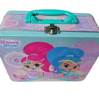 China Cartoon Toy 50p Puzzle In Lunch Tin Box With Plastic Handle for sale