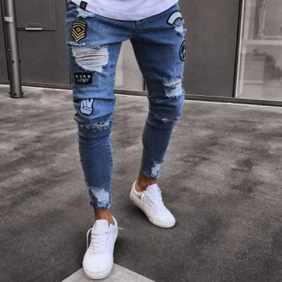 China 2022 QUICK DRY men's jeans ripped men's jeans super skinny regular draping denim fashion casual loose biker friend straight blue for sale