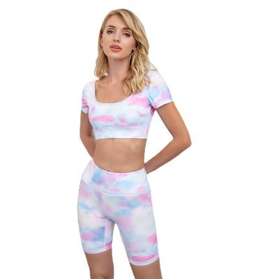 China Wholesale Fashion High Quality Sportswear Breathable Two Piece Tie Dye Women Yoga Set for sale