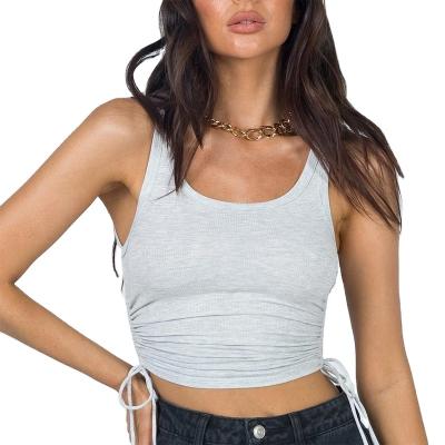 China Fashionable Wholesale New High Quality Breathable Cord Knit Women's Tank Crop Tops for sale