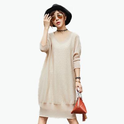 China 2022 Spring Long Sleeve Ladies Jacquard Sweater Elegant Plus Size QUICK DRY Breathable Ladies Dress O-Neck Bodycon Midi Dress Women Dress For Women for sale