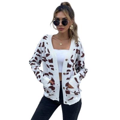 China Original Knitted Cardigan Women's Anti-wrinkle Leopard Patchwork Fall Unisex Winter Sweater for sale