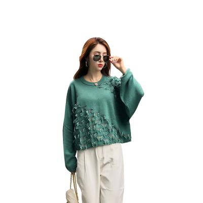 China QUICK DRY Breathable Customizable Round Neck Long Sleeve Plus Size Loose Women Casual Solid Color Knit Sweater Pullover Tops for sale