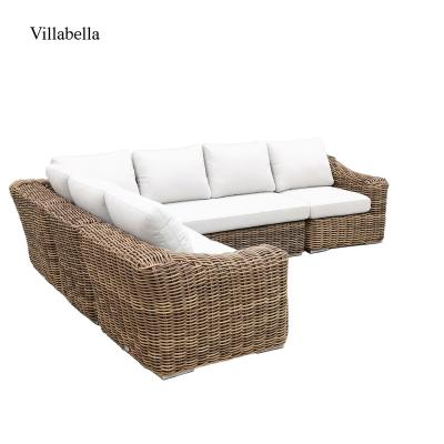 China L Shaped Lounge Sofa Leisure Balcony Rattan Wicker Sofa Set Luxury Hotel Outdoor Garden All Weather Furniture for sale