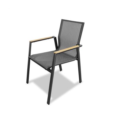 China Durable Material Modern Restaurant Dining Chair Set Durable Aluminum Fabric Outdoor Terrace Furniture Textylene Chairs for sale