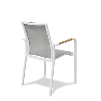 China Garden Furniture Easy Carry Wholesale Restaurant Dining Durable Aluminum Outdoor Armchair Chairs For Cafe for sale