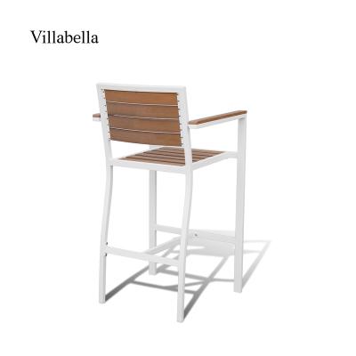 China Hotel Friendly Aluminum Outdoor Furniture High Bar Chair Patio Garden Environment Chair Anti Aging Wood Bar for sale