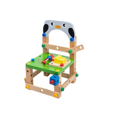 China Wooden Toy Wooden Assembly Juguetes Children'S Functional Chair Wooden Montessori Chair Toys DIY Tools And Toys For Children for sale