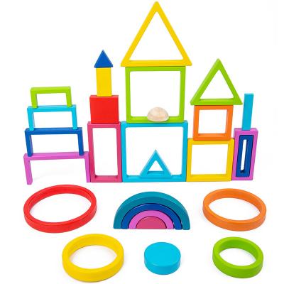 China Construction Toy Montessori Rainbow Educational Toys Stacking Toys Rainbow Building Block Wooden Games for sale