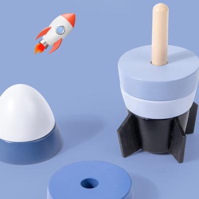 China TOY Wooden Baby Toys Kids MODEL stacking blocks Rocket Montessori Toys Building Blocks for sale