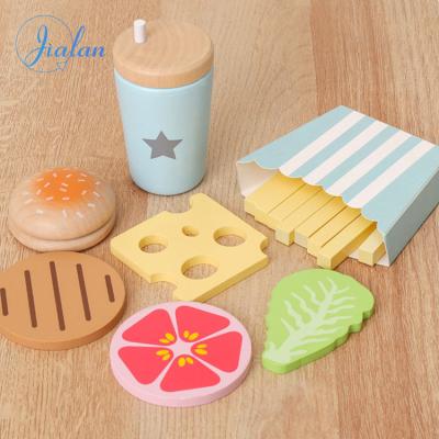 China Early Education Kitchen Toy Lunch Wooden Children Model House Magnetic Slicer Kids Learning Fast Food Cutting Toys for sale