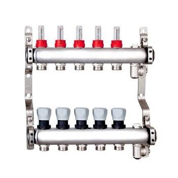 China 304 Stainless Steel Underfloor heating manifolds 5 loops for sale