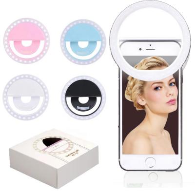 China ABS Portable Rechargeable Photography Clip Camera Video Ring Light Phone Selfie USB Mobile Phone Led Ring Selfie Light for sale