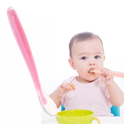 China BPA Early Stage Soft-tip Silicone Free Silicone Spoon Free Self Training Baby Feeding Spoons Learning Baby Spoon For Infant Baby for sale