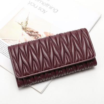 China Wholesale New Luxury Girl's Purse RTS 2021 Sheepskin Soft Clutch Bag For Women Fashion Genuine Leather Ladies Long Wallet for sale