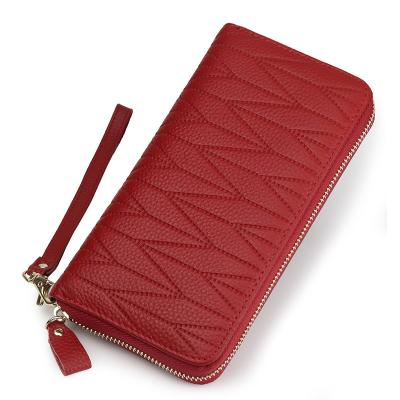 China Wholesale and Custom Made RFID Long Wallet for Women Large Capacity RFID Card Holder Genuine Leather Ladies Clutch Bag for sale