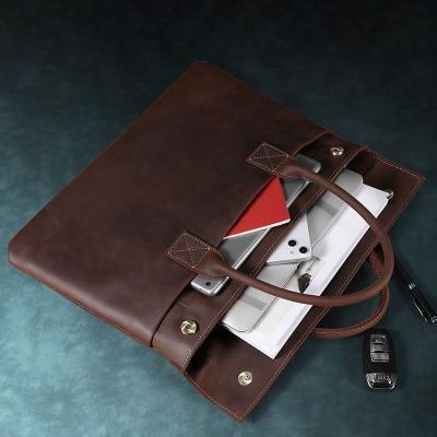 China 2022 Genuine Unique Vintage Office Luxury Bag Men's Genuine Brown Deep Leather Handbag Clutch Bag Custom Briefcases for sale