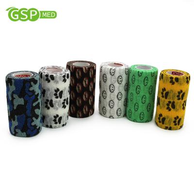 China Personal Care Medical Dog Veterinarian Tape Wrap Cohesive Elastic Pet Christmas Printed Bandage for sale