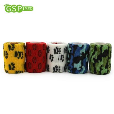 China Personal Care Cartoon Printed Vet Wrap Adhesive Elastic Compression Cohesive Bandage for sale