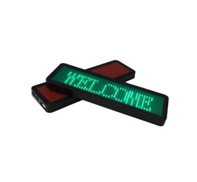 China Indoor Programmable Scrolling Mini Text Message Digital Message Name Badge Tag Portable Led Screen for sale