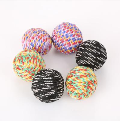 China Viable Wholesale Rope Cat Toys Interactive Ball Cat Bell Toys Pet Chew Toys for sale