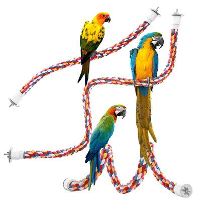 China Cotton Viable Rope Toy Rotating Ladder Parrot Bird Toys Braided Rope Pet Birds Training Props for sale